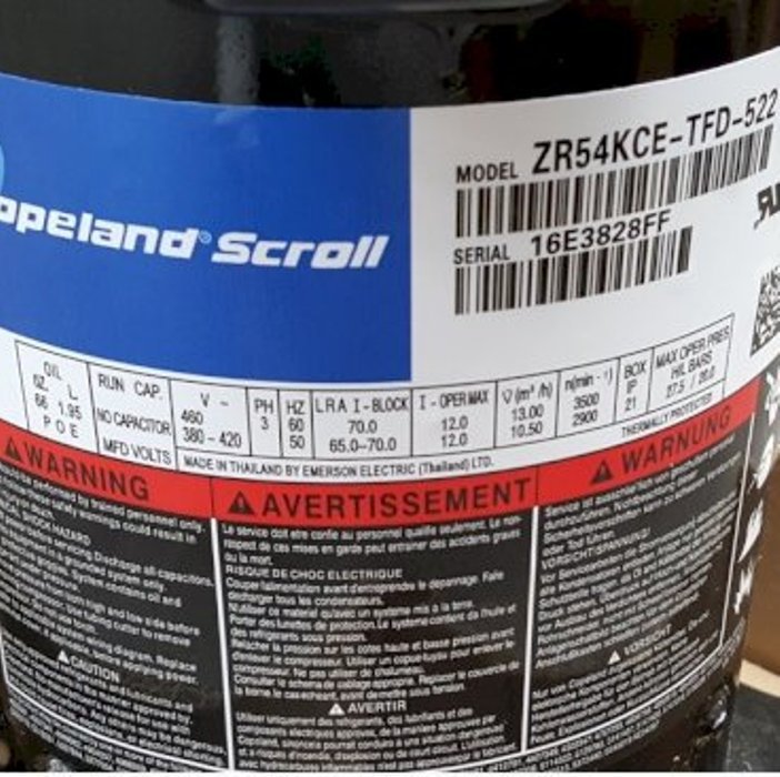 Kompresor Copeland ZR54KCE-TFD-522