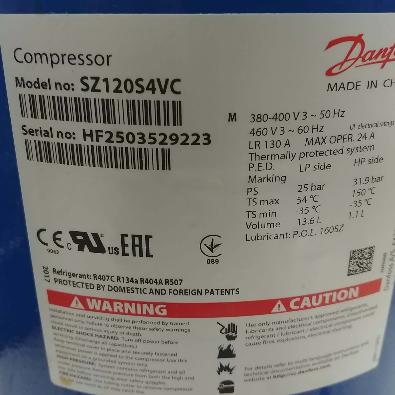 Kompresor Danfoss SZ120S4VC